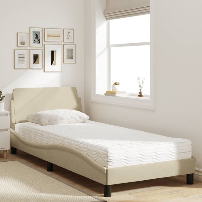 Pat cu saltea, Dover, crem, 90x190 cm, textil WALTI