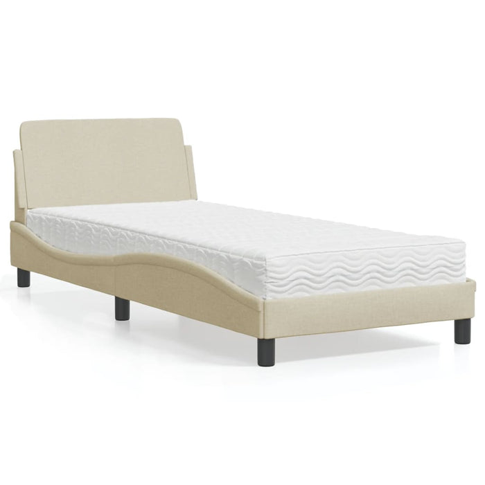 Pat cu saltea, Dover, crem, 90x190 cm, textil WALTI