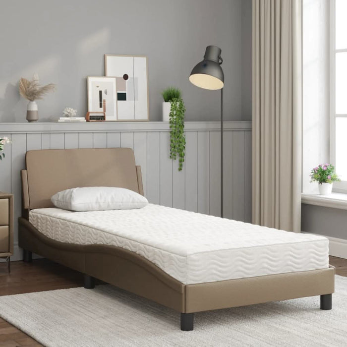 Pat cu saltea, cappuccino, 90x190 cm piele ecologică - WALTI WALTI