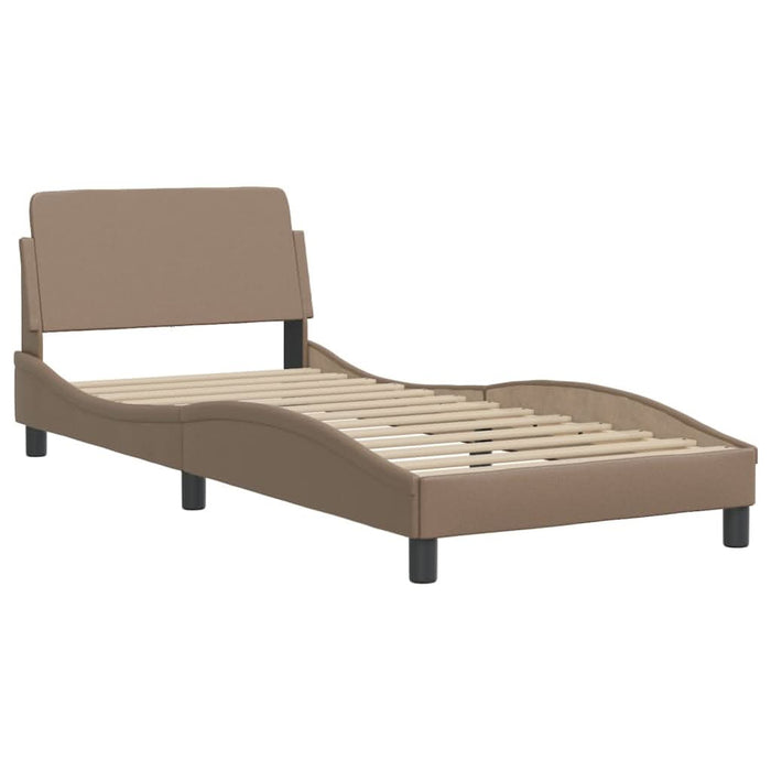 Pat cu saltea, cappuccino, 90x190 cm piele ecologică - WALTI WALTI