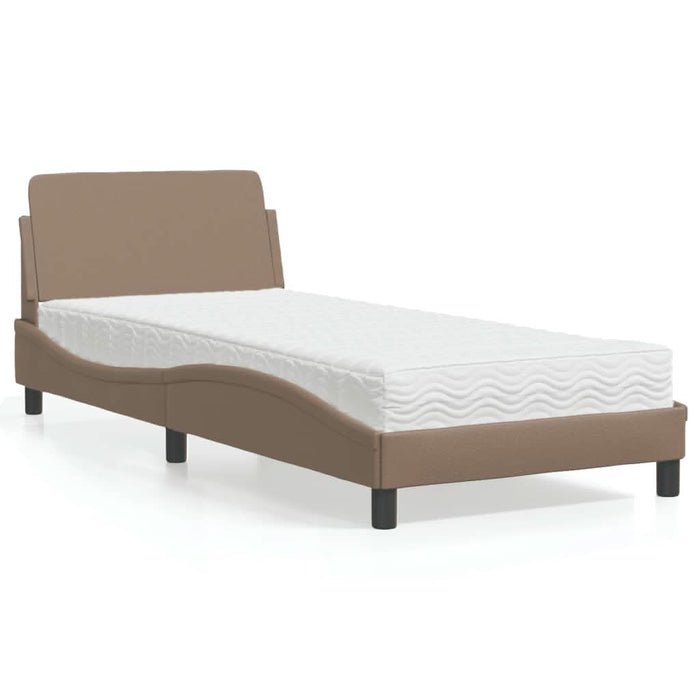Pat cu saltea, cappuccino, 90x190 cm piele ecologică - WALTI WALTI