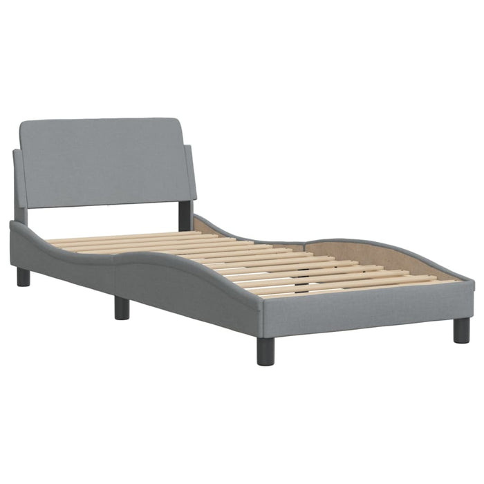 Pat cu saltea, Dover, gri deschis, 90x200 cm, textil WALTI