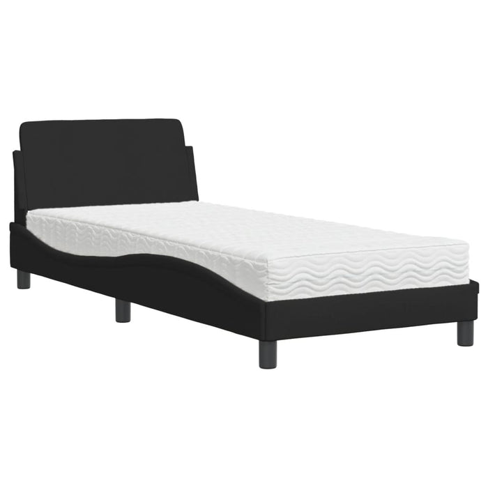 Pat cu saltea, Dover, negru, 90x200 cm, textil WALTI
