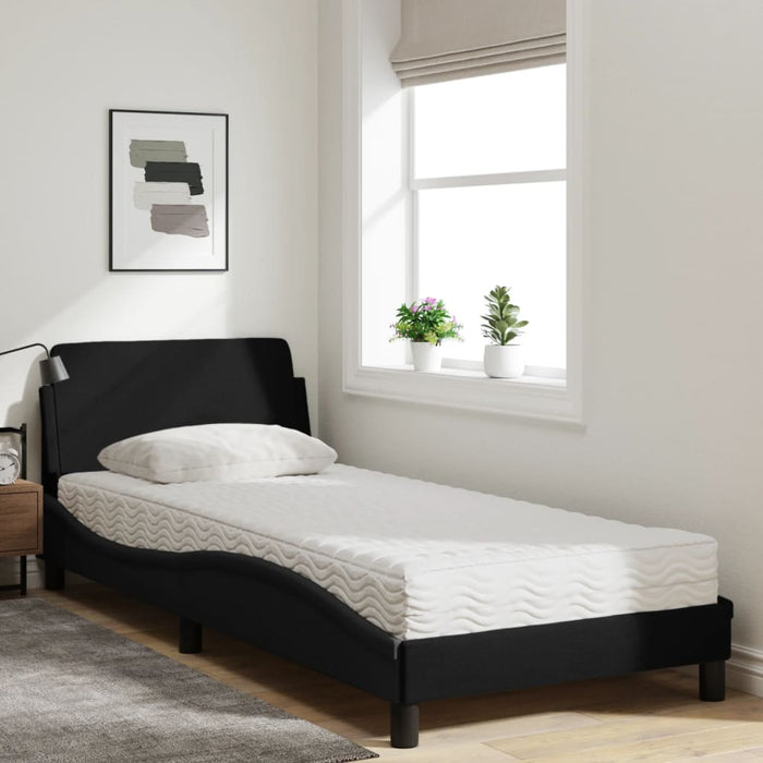 Pat cu saltea, Dover, negru, 90x200 cm, textil WALTI