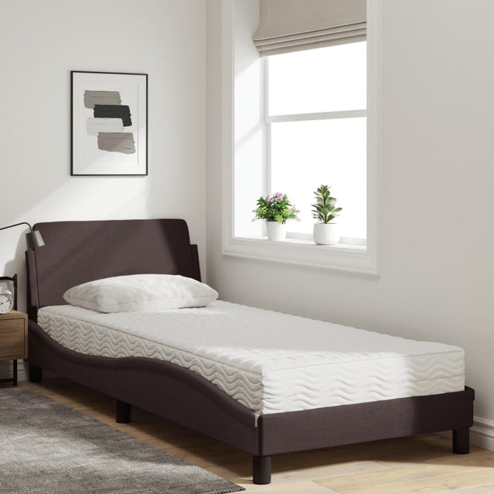 Pat cu saltea, Dover, maro închis, 90x200 cm, textil - WALTI WALTI