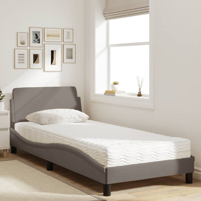 Pat cu saltea, Dover, gri taupe, 90x200 cm, textil WALTI