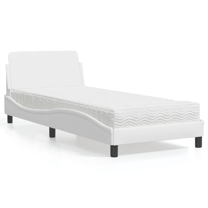 Pat cu saltea, Dover, alb, 90x200 cm, piele ecologică WALTI