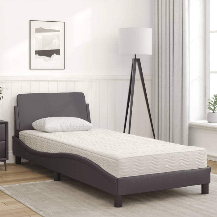 Pat cu saltea, Dover, gri, 90x200 cm, piele ecologică WALTI