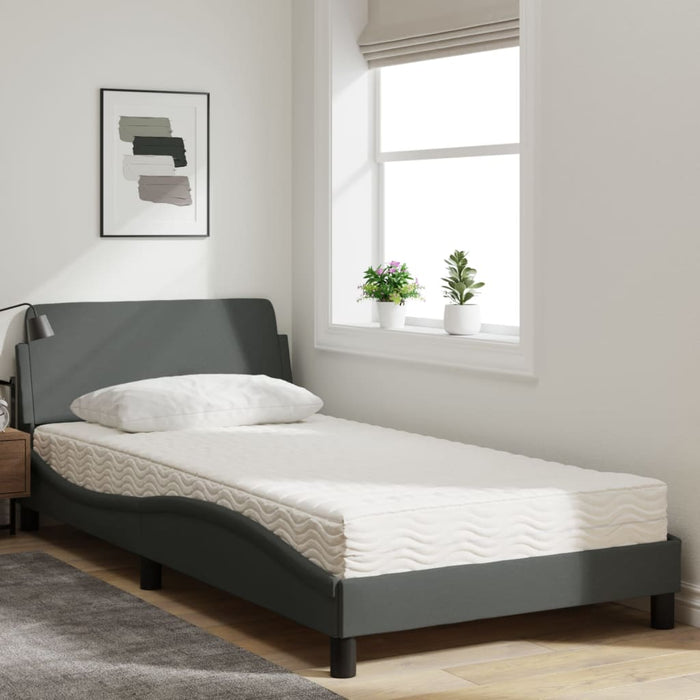 Pat cu saltea, Dover, gri închis, 100x200 cm, textil WALTI