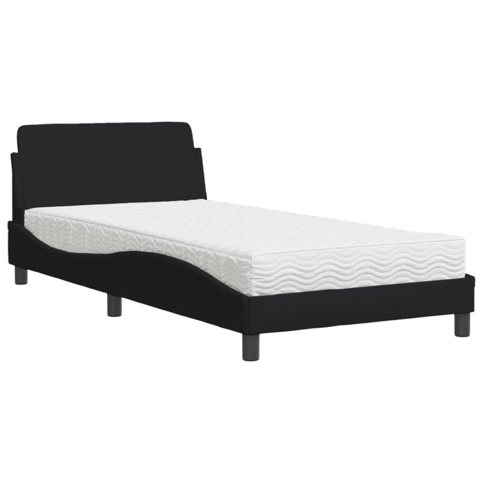 Pat cu saltea, Dover, negru, 100x200 cm, textil WALTI