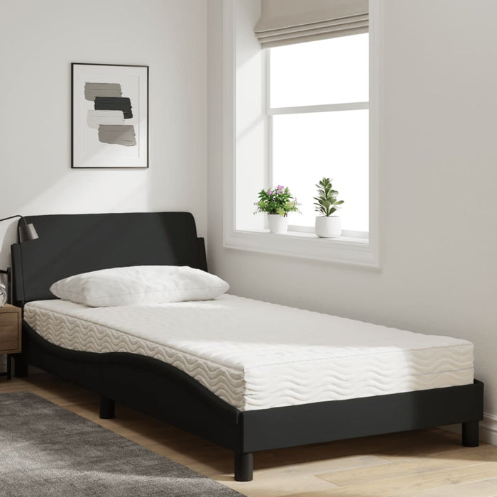 Pat cu saltea, Dover, negru, 100x200 cm, textil WALTI