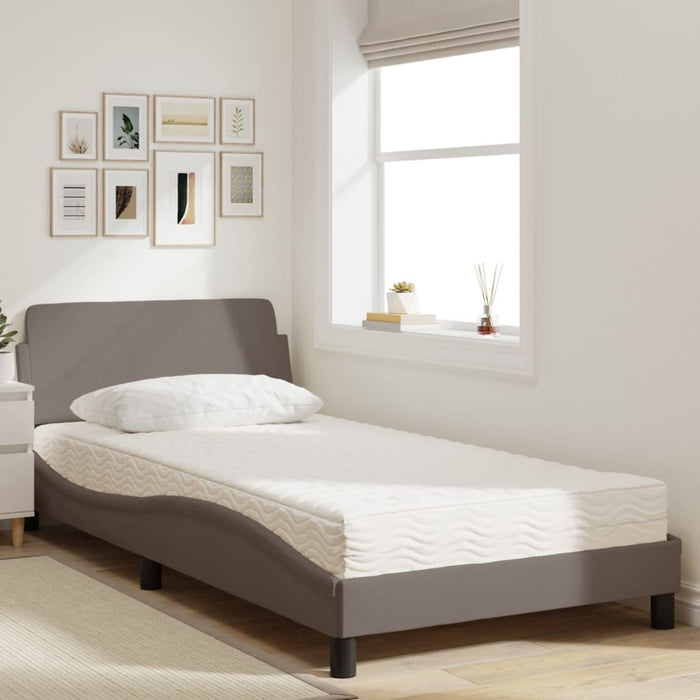 Pat cu saltea, Dover, gri taupe, 100x200 cm, textil WALTI