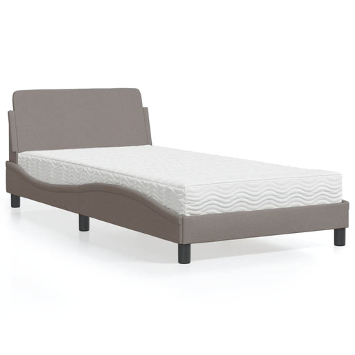 Pat cu saltea, Dover, gri taupe, 100x200 cm, textil - WALTI WALTI