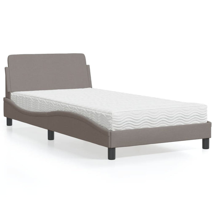Pat cu saltea, Dover, gri taupe, 100x200 cm, textil WALTI