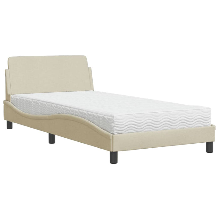 Pat cu saltea, Dover, crem, 100x200 cm, textil WALTI