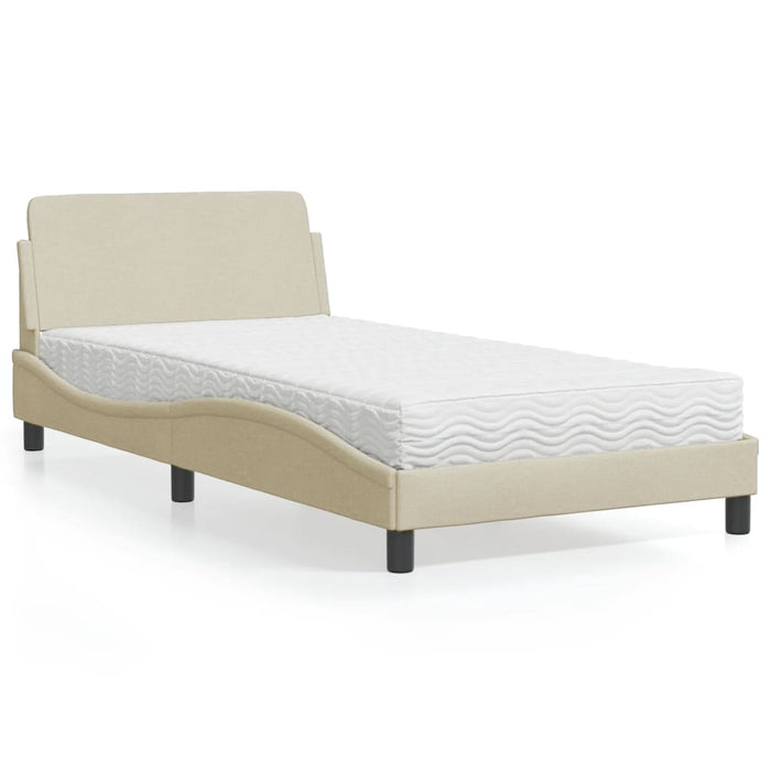 Pat cu saltea, Dover, crem, 100x200 cm, textil WALTI