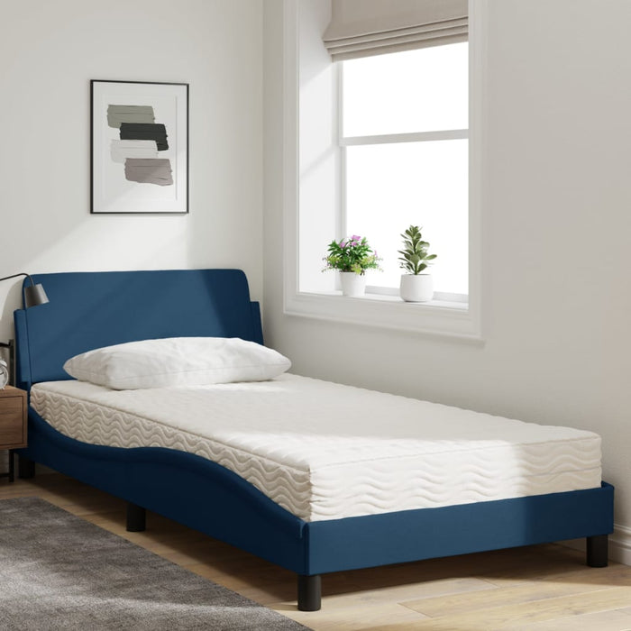 Pat cu saltea, Dover, albastru, 100x200 cm, textil WALTI
