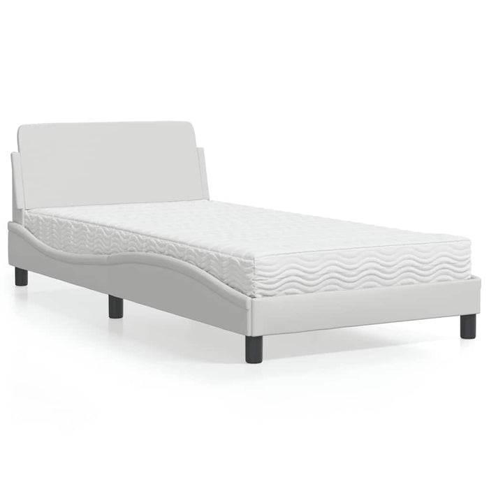Pat cu saltea, Dover, alb, 100x200 cm, piele ecologică WALTI