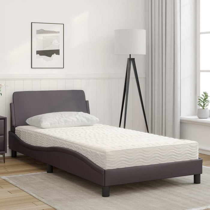 Pat cu saltea, Dover, gri, 100x200 cm, piele ecologică WALTI