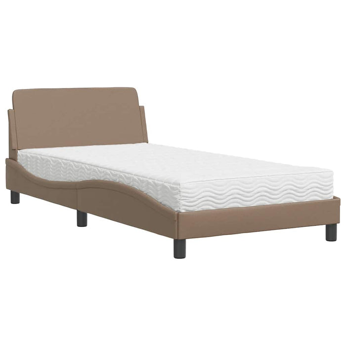 Pat cu saltea, Dover, cappuccino, 100x200cm piele ecologică WALTI
