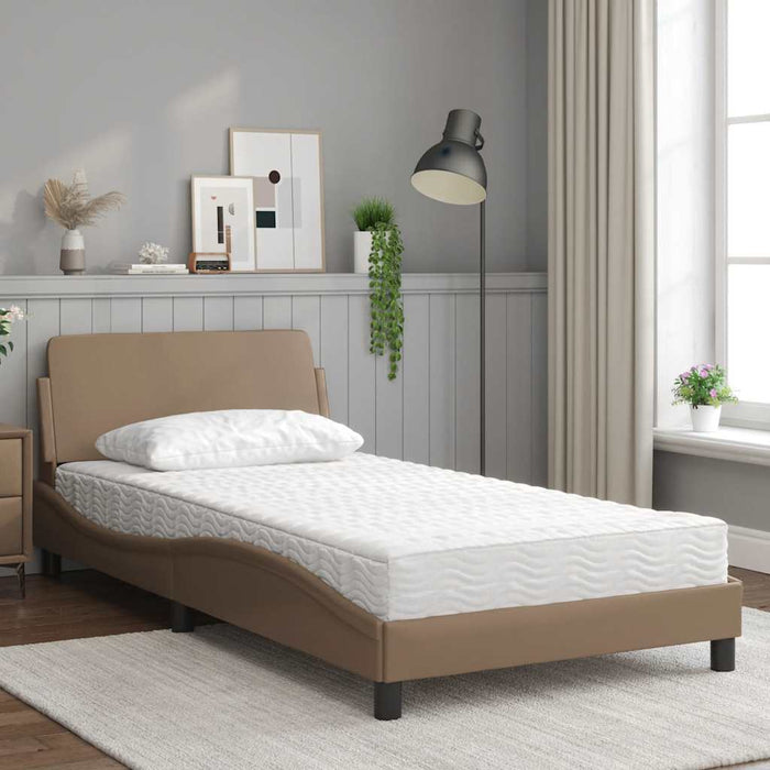 Pat cu saltea, Dover, cappuccino, 100x200cm piele ecologică WALTI