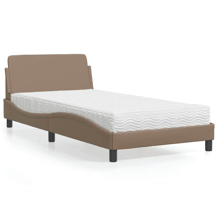 Pat cu saltea, Dover, cappuccino, 100x200cm piele ecologică WALTI