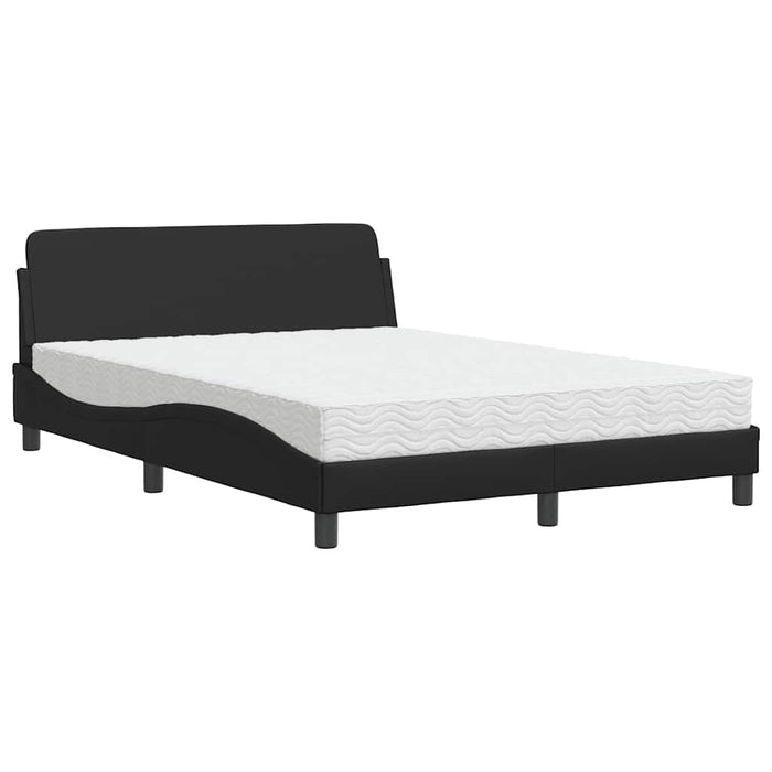 Pat cu saltea, Dover, negru, 120x200 cm, piele ecologică WALTI