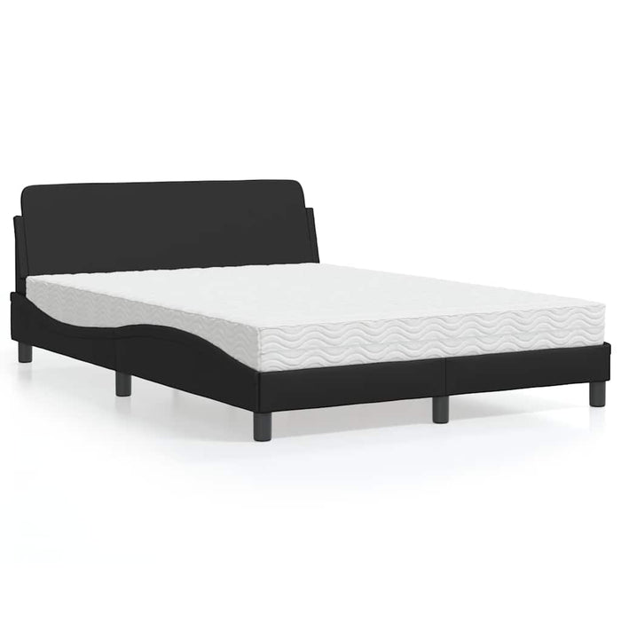Pat cu saltea, Dover, negru, 120x200 cm, piele ecologică WALTI