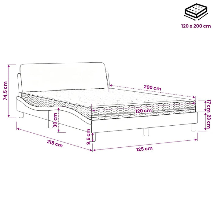 Pat cu saltea, Dover, maro, 120x200 cm, piele ecologică WALTI