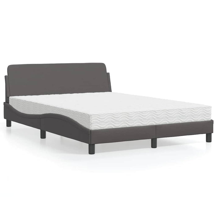 Pat cu saltea, Dover, gri, 120x200 cm, piele ecologică WALTI