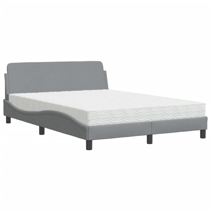 Pat cu saltea, Dover, gri deschis, 140x190 cm, textil WALTI