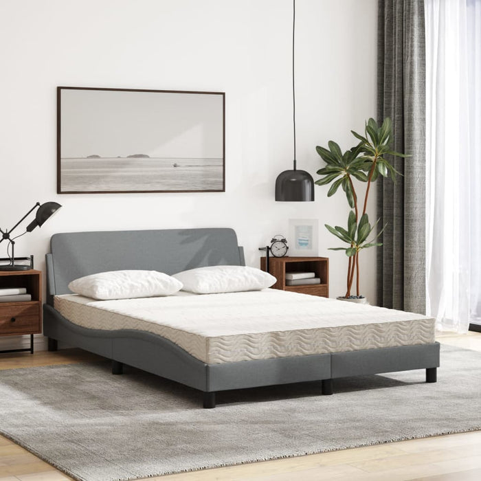 Pat cu saltea, Dover, gri deschis, 140x190 cm, textil WALTI