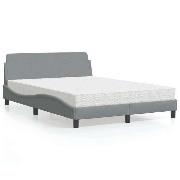 Pat cu saltea, Dover, gri deschis, 140x190 cm, textil WALTI