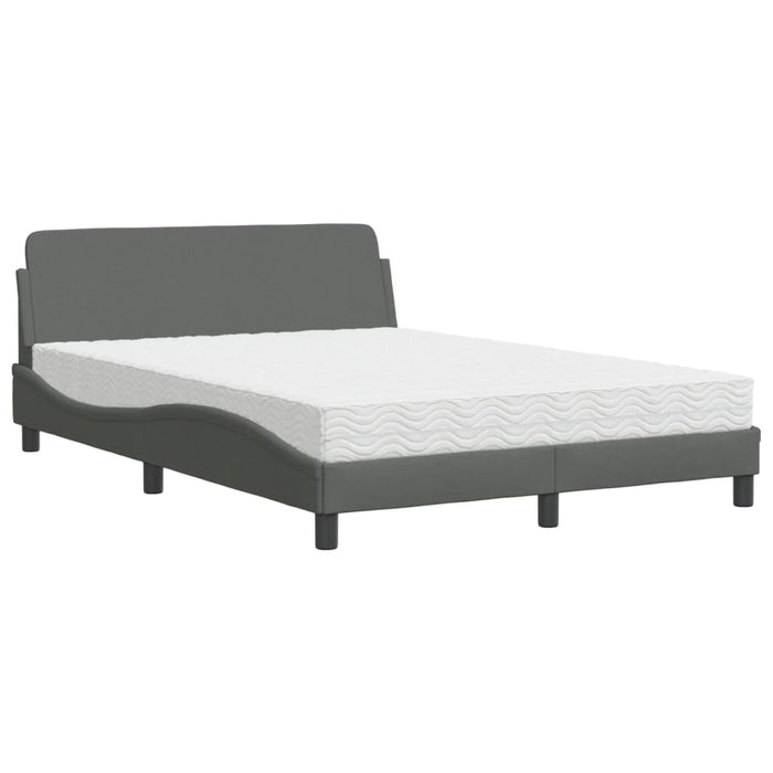 Pat cu saltea, Dover, gri închis, 140x190 cm, textil WALTI