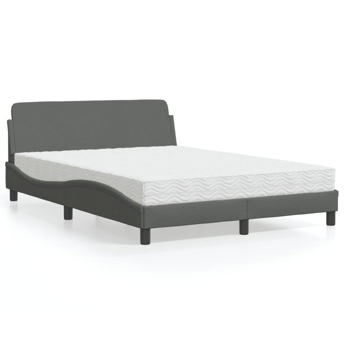Pat cu saltea, Dover, gri închis, 140x190 cm, textil WALTI