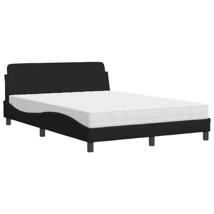 Pat cu saltea, Dover, negru, 140x190 cm, textil WALTI