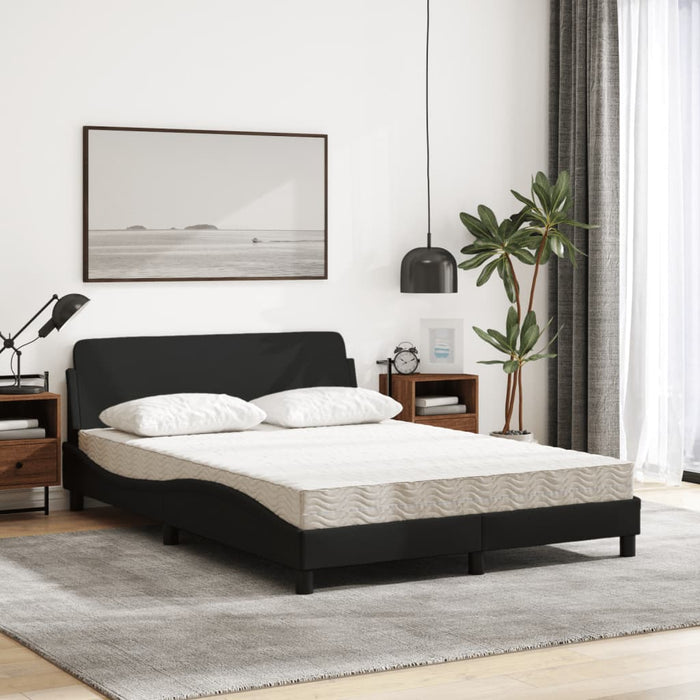 Pat cu saltea, Dover, negru, 140x190 cm, textil WALTI