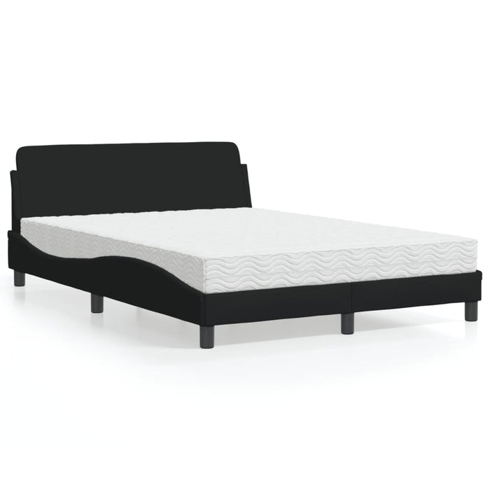 Pat cu saltea, Dover, negru, 140x190 cm, textil WALTI