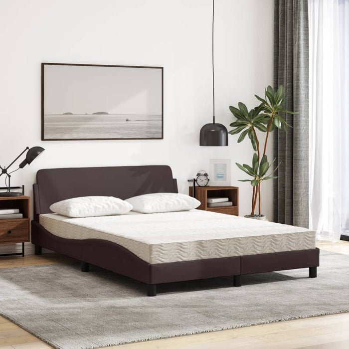 Pat cu saltea, Dover, maro închis, 140x200 cm, textil WALTI