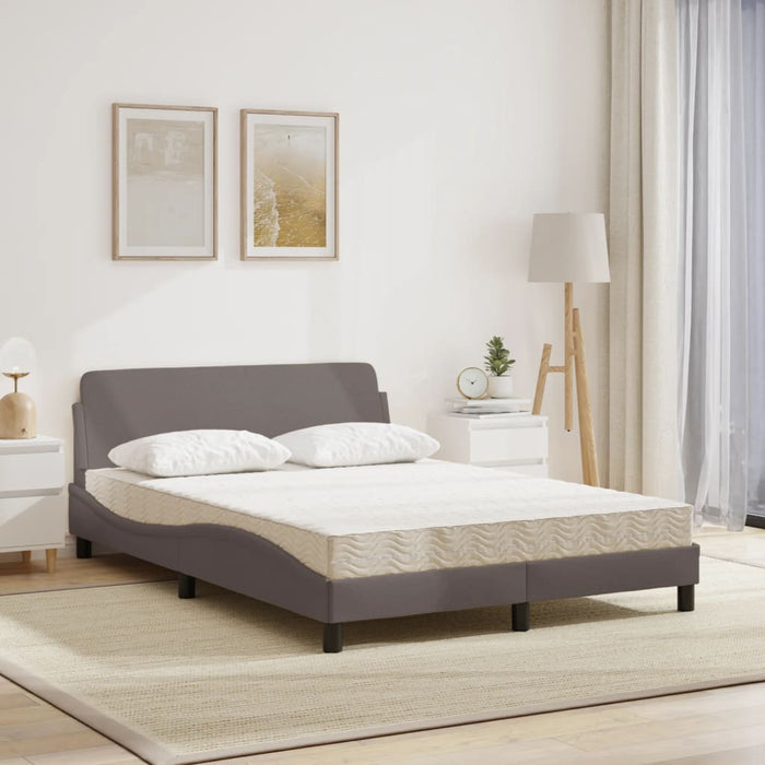 Pat cu saltea, Dover, gri taupe, 140x200 cm, textil WALTI