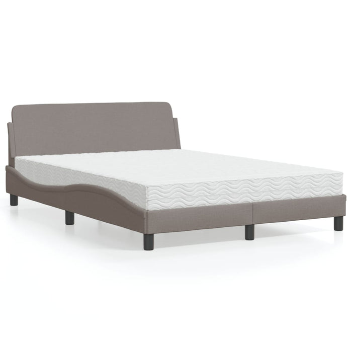 Pat cu saltea, Dover, gri taupe, 140x200 cm, textil WALTI