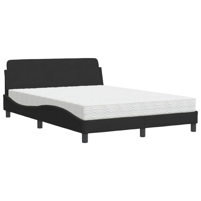 Pat cu saltea, Dover, negru, 140x190 cm, catifea WALTI
