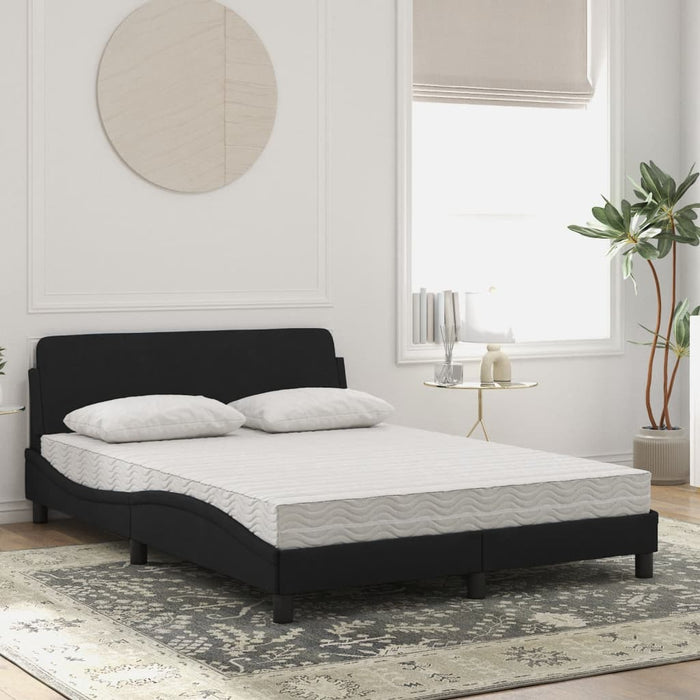 Pat cu saltea, Dover, negru, 140x190 cm, catifea WALTI