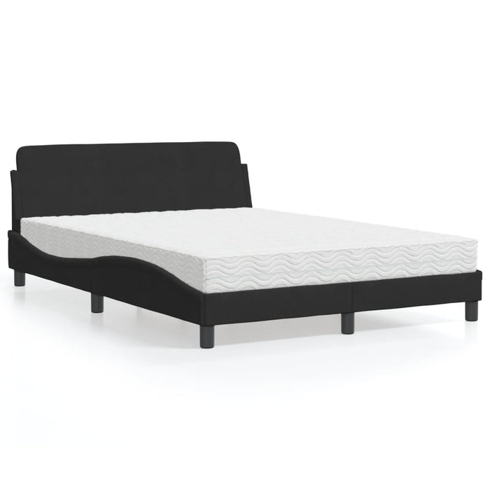 Pat cu saltea, Dover, negru, 140x190 cm, catifea WALTI