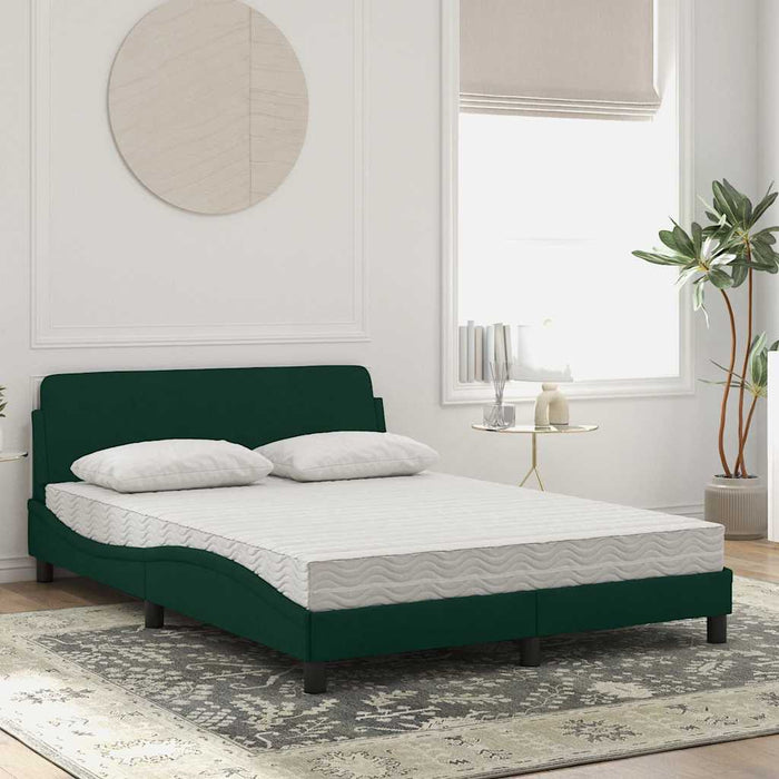 Pat cu saltea, Dover, verde închis, 140x190 cm, catifea WALTI