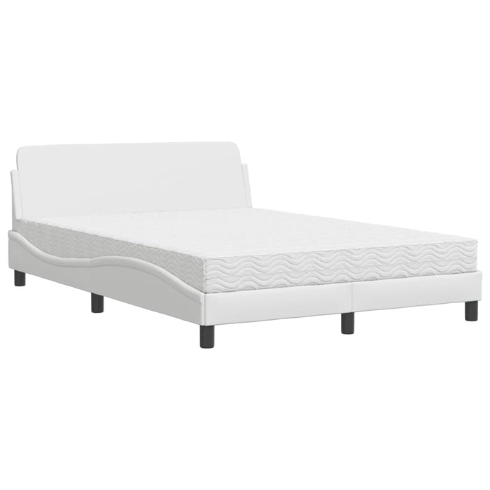 Pat cu saltea, Dover, alb, 140x190 cm, piele ecologică WALTI