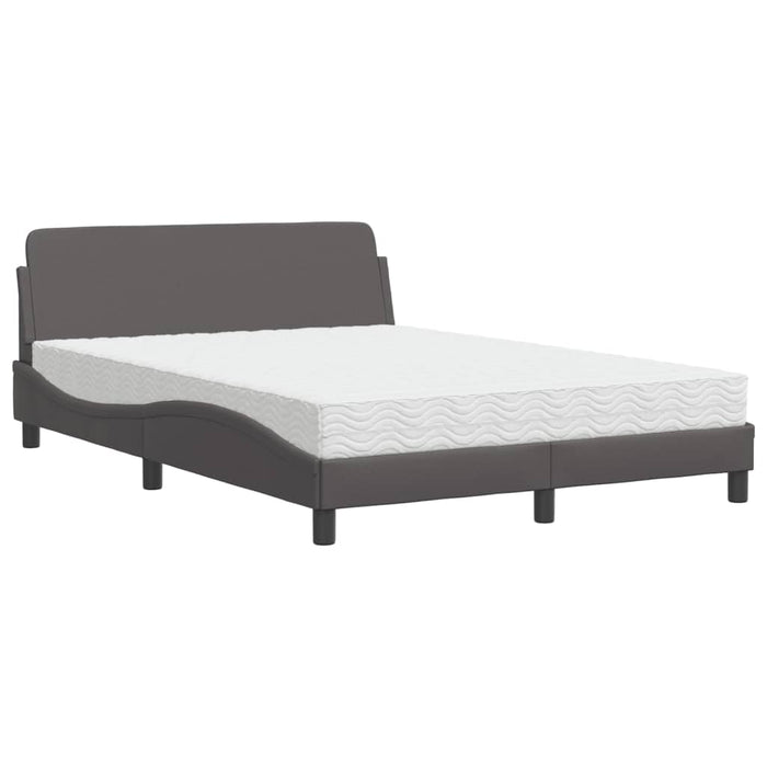 Pat cu saltea, Dover, gri, 140x190 cm, piele ecologică WALTI