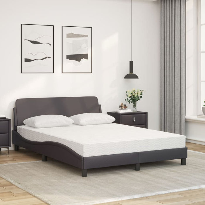 Pat cu saltea, Dover, gri, 140x190 cm, piele ecologică WALTI