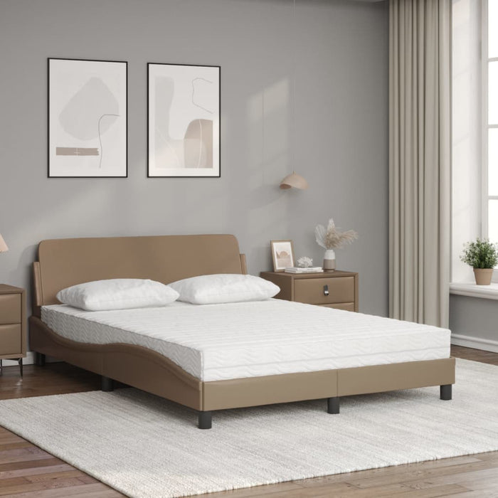 Pat cu saltea, Dover, cappuccino, 140x190cm piele ecologică WALTI