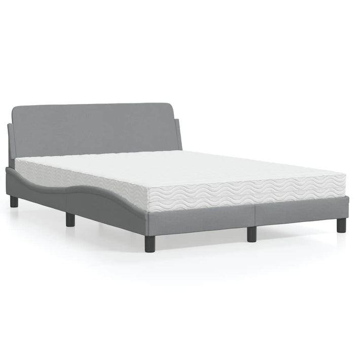 Pat cu saltea, Dover, gri deschis, 140x200 cm, material textil WALTI
